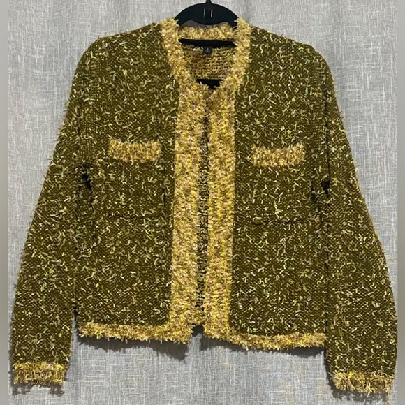 New”J.Crew open-front cropped jacket/sweater-SMALL- in gold tweed-not lined - Picture 4 of 8